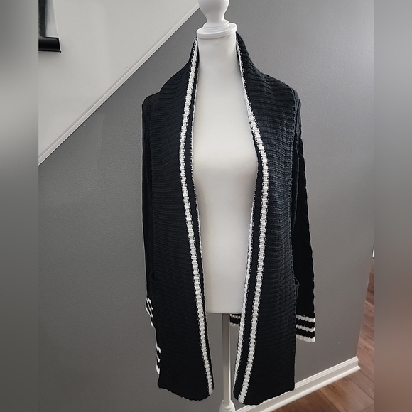 John+ Jenn Open Knit Cable Cardigan Pockets Oversized Small - Picture 3 of 7